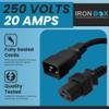 IronBox Electric - Heavy-Duty C20 to C21 Power Cable - 20A, 250V, 12/3 AWG - IEC 60320 Computer Power Supply Extension Cord - PSU Wire Connectors - UL Listed C20 Plug to C21 Connector (Blue, 5 Foot) view 3