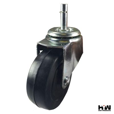 yan 4" x 1-1/4" Hard Rubber on Grip Ring Stem Caster - Swivel with Brake