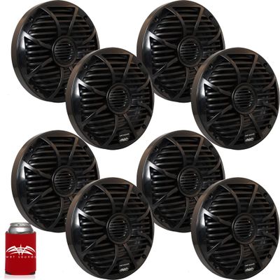 Wet Sounds Bundle: Four Pairs of SW-650-B Black Grill 6.5" Marine Speakers, 100 Watts RMS Each