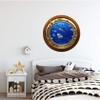 24" Porthole Window Wall Sticker Shark Frenzy Brasswood Port Scape Decal Under The Sea Ocean Sea Life Sharks Peel and Stick Kids Bedroom Decor Wall Art Removable Fabric Vinyl view 2