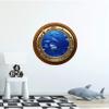 24" Porthole Window Wall Sticker Shark Frenzy Brasswood Port Scape Decal Under The Sea Ocean Sea Life Sharks Peel and Stick Kids Bedroom Decor Wall Art Removable Fabric Vinyl view 3