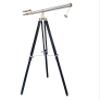 Decorative Double Barrel Marine Telescope  Floor Standing Nickel Silver Finish with Black Tripod | Nautical Navy Style Collectible for Home Office Decor view 1