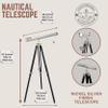 Decorative Double Barrel Marine Telescope  Floor Standing Nickel Silver Finish with Black Tripod | Nautical Navy Style Collectible for Home Office Decor view 2