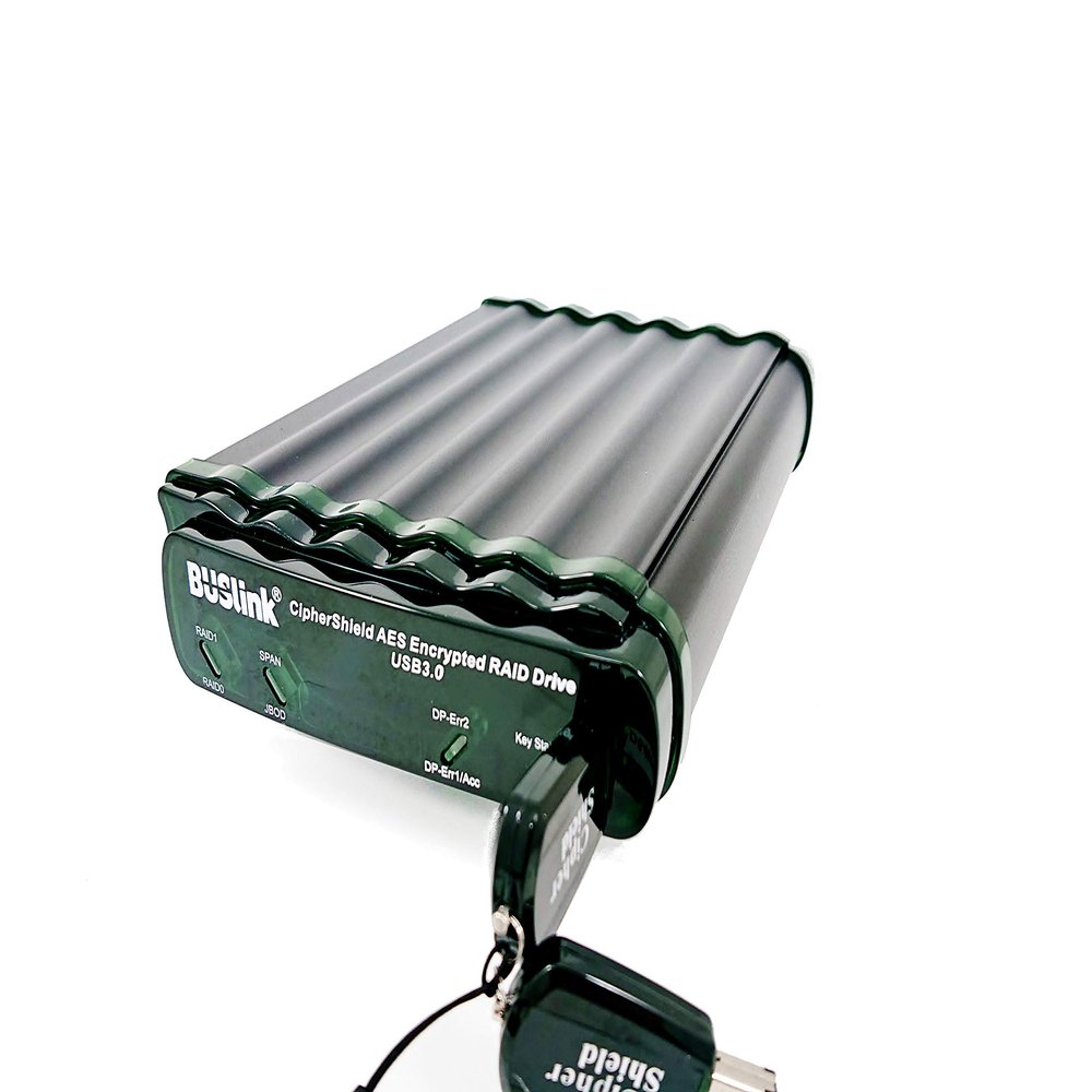 BUSlink CipherShield FIPS 140-2 Level 2 HIPAA 256-bit AES USB 3.0 Encrypted RAID 0 Portable Hard Drive (10TB) (CSE-10TM3)