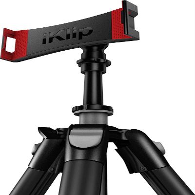 IK Multimedia iKlip 3 Video Universal iPad, Tablet Tripod Mount with 360 Degree Swivel, Soft-Touch Rubber Grip, Easy Insertion and Rotation and Rugged thermoplastic Design, fits Any 7-12. 1 Tablet