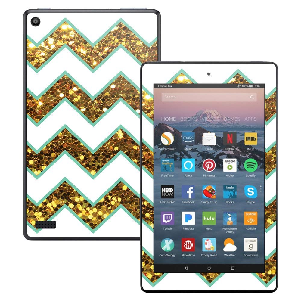 MightySkins Skin Compatible with Amazon Kindle Fire 7 (2017) - Glitzy Chevron | Protective, Durable, and Unique Vinyl Decal wrap Cover | Easy to Apply, Remove, and Change Styles | Made in The USA