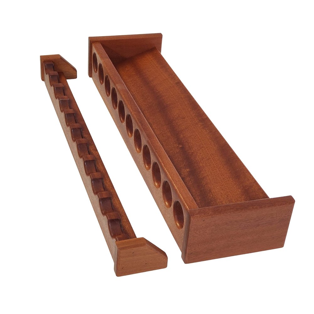 Fishing Rod Rack, Solid Wood Wall Mount Pole Holder, Made to Order, Any Size (Solid Mahogany Wood with Semi-Gloss Polyurethane Finish)