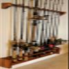 Fishing Rod Rack, Solid Wood Wall Mount Pole Holder, Made to Order, Any Size (Solid Mahogany Wood with Semi-Gloss Polyurethane Finish) view 4