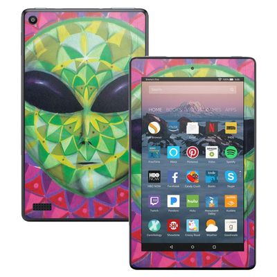 MightySkins Skin Compatible with Amazon Kindle Fire 7 (2017) - Geometric Alien | Protective, Durable, and Unique Vinyl Decal wrap Cover | Easy to Apply, Remove, and Change Styles | Made in The USA
