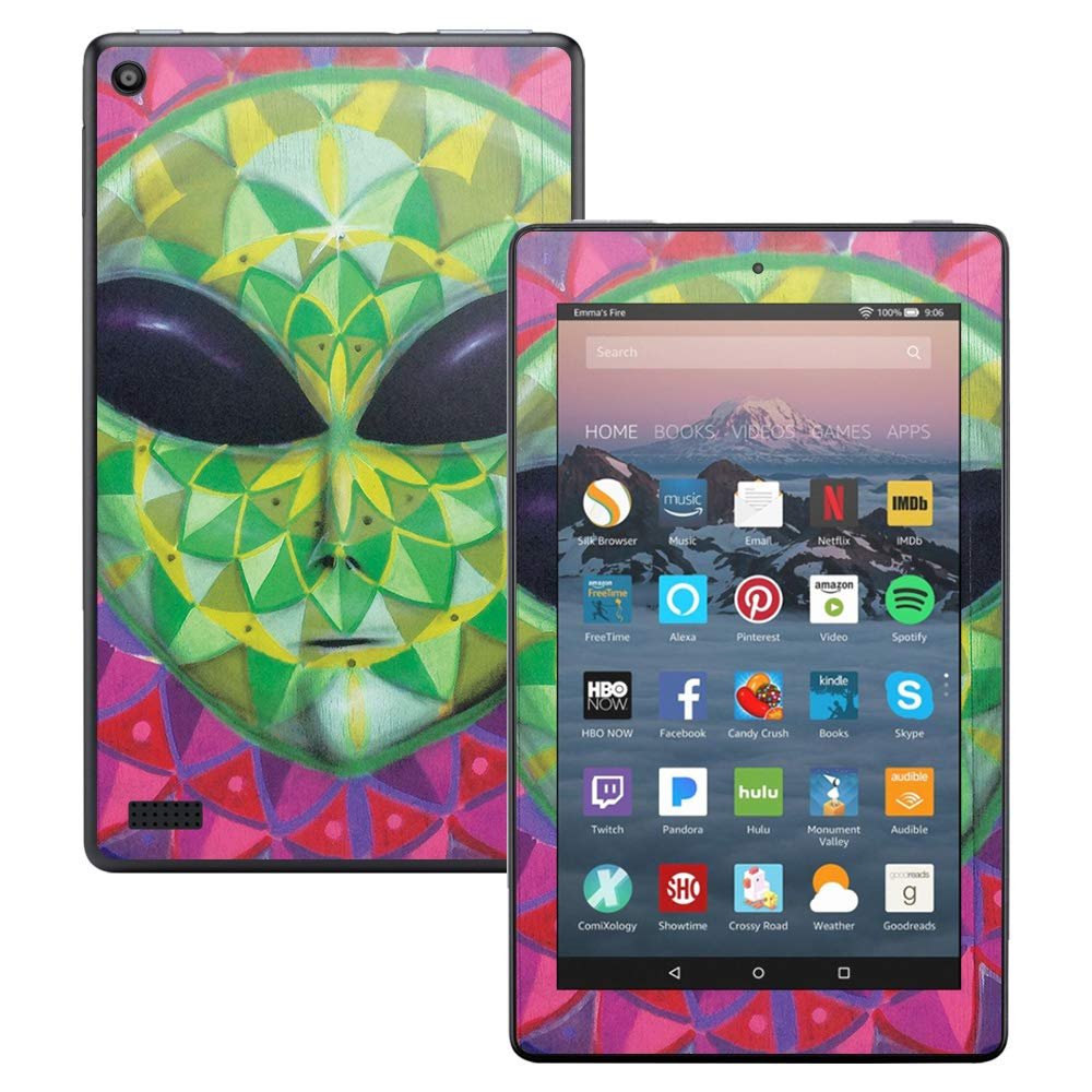 MightySkins Skin Compatible with Amazon Kindle Fire 7 (2017) - Geometric Alien | Protective, Durable, and Unique Vinyl Decal wrap Cover | Easy to Apply, Remove, and Change Styles | Made in The USA
