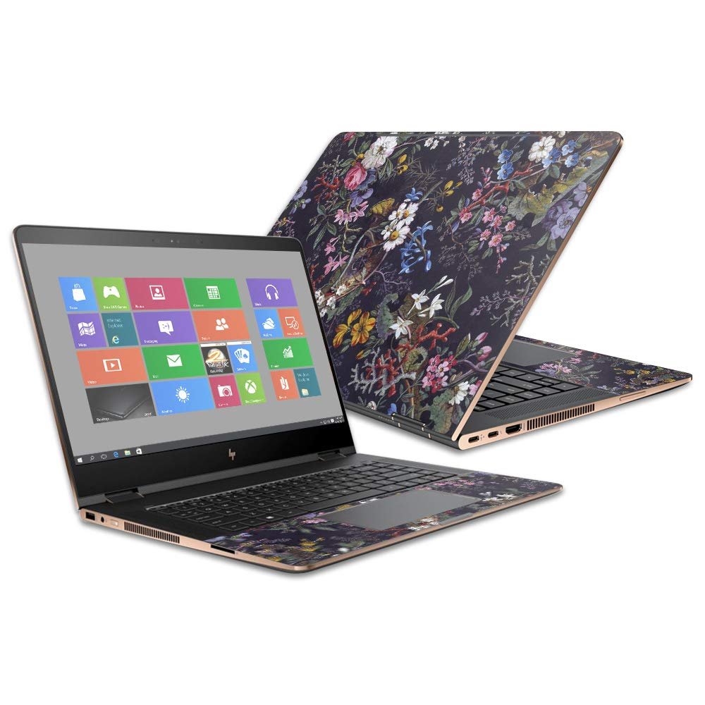 MightySkins Skin Compatible with HP Spectre x360 Convertible 15.6" (2017) - Midnight Blossom | Protective, Durable, and Unique Vinyl Decal wrap Cover | Easy to Apply, Remove | Made in The USA