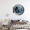 24" Porthole 3D Window Wall Sticker Mermaid #2 Silver Port Scape Decal Ocean Mythical Fantasy Deep Sea Aquatic Fish Kids Room Decor view 2
