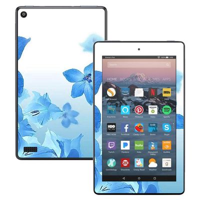 MightySkins Skin Compatible with Amazon Kindle Fire 7 (2017) - Blue Flowers | Protective, Durable, and Unique Vinyl Decal wrap Cover | Easy to Apply, Remove, and Change Styles | Made in The USA