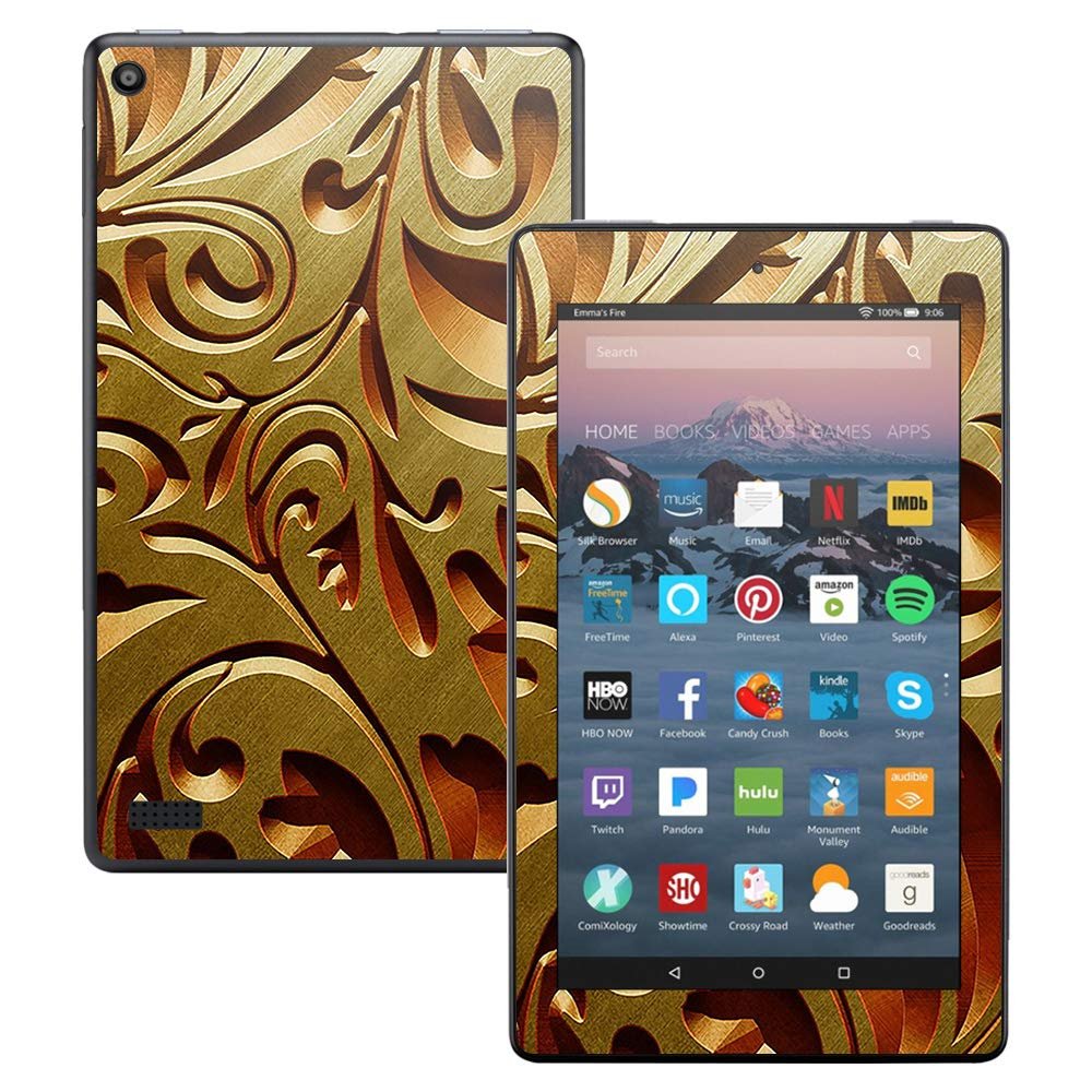 MightySkins Skin Compatible with Amazon Kindle Fire 7 (2017) - Mosaic Gold | Protective, Durable, and Unique Vinyl Decal wrap Cover | Easy to Apply, Remove, and Change Styles | Made in The USA