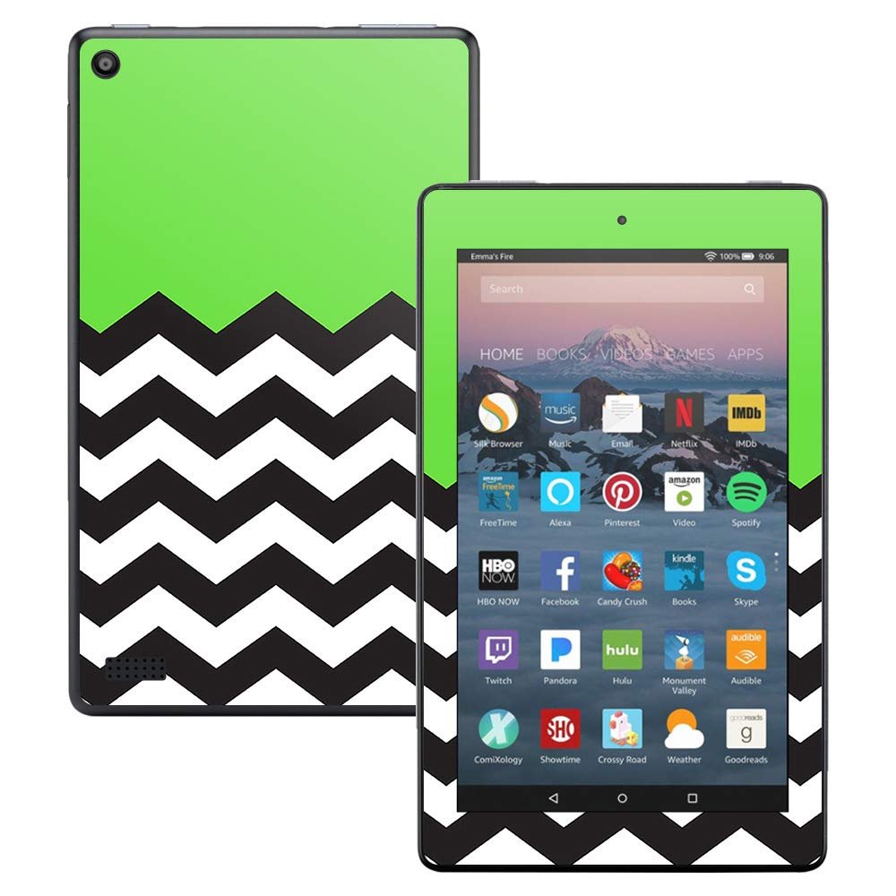 MightySkins Skin Compatible with Amazon Kindle Fire 7 (2017) - Lime Chevron | Protective, Durable, and Unique Vinyl Decal wrap Cover | Easy to Apply, Remove, and Change Styles | Made in The USA