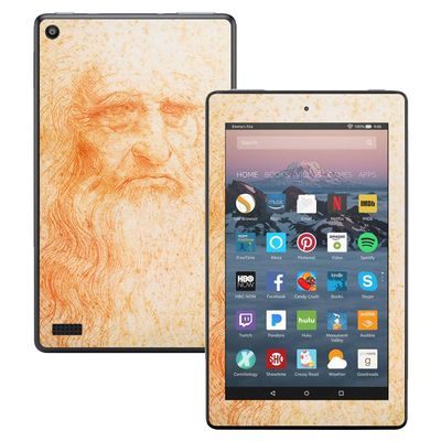 MightySkins Skin Compatible with Amazon Kindle Fire 7 (2017) - Red Chalk Man Portrait | Protective, Durable, and Unique Vinyl Decal wrap Cover | Easy to Apply, Remove | Made in The USA
