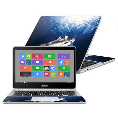 MightySkins Skin Compatible with Asus Chromebook Flip C302CA 12.5" (2016) - Shark Dive | Protective, Durable, and Unique Vinyl Decal wrap Cover | Easy to Apply, Remove | Made in The USA