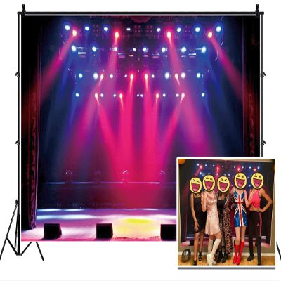 Leyiyi 7x5ft Stage Spotlight Backdrop Concert Live Plateform Banner Gloomy Night Scenic Background Superstar Drama Play Music Show Kids Birthday Adults Vlogger Portrait Studio Prop Vinyl Wallpaper