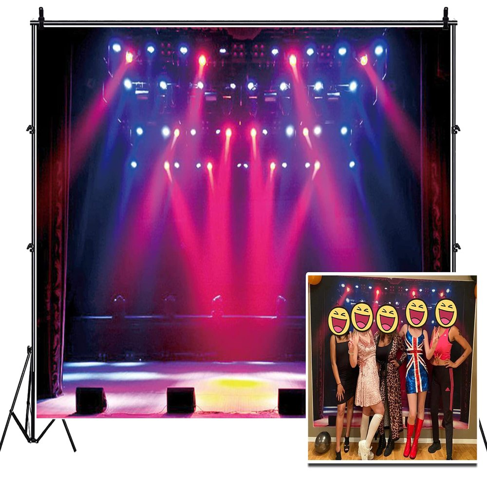 Leyiyi 7x5ft Stage Spotlight Backdrop Concert Live Plateform Banner Gloomy Night Scenic Background Superstar Drama Play Music Show Kids Birthday Adults Vlogger Portrait Studio Prop Vinyl Wallpaper