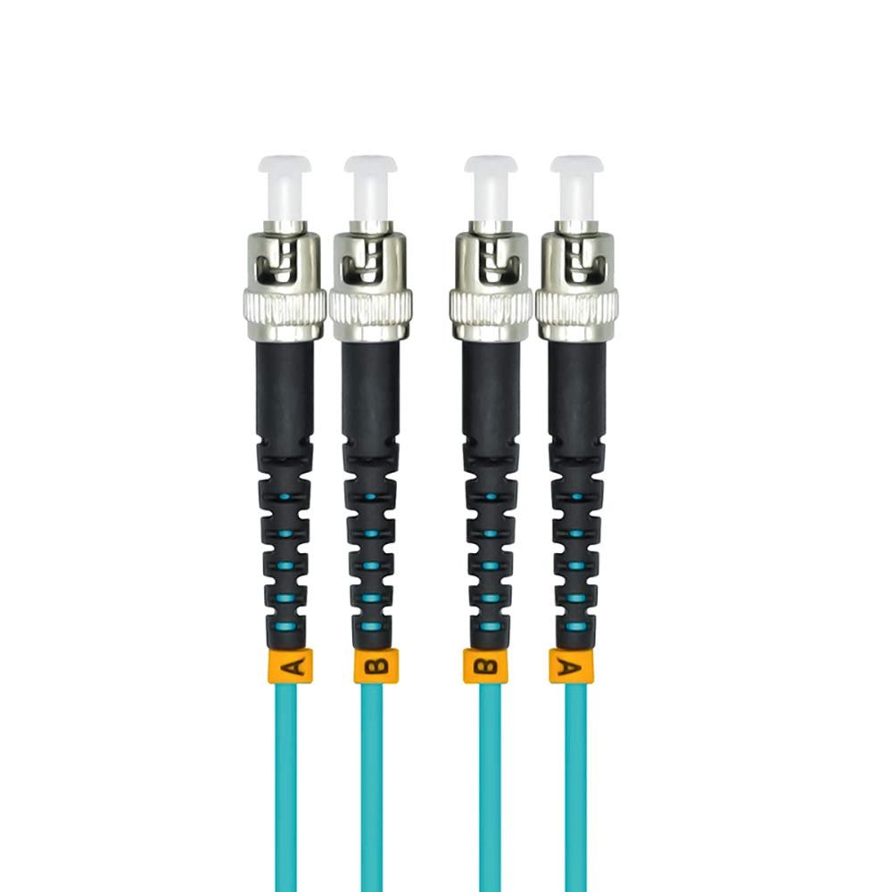 Jeirdus 30Meters 100FT ST to ST 10G OM3 Indoor Armored Duplex 50/125 Fiber Optic Cable Jumper Optical Patch Cord Multimode 30M ST-ST