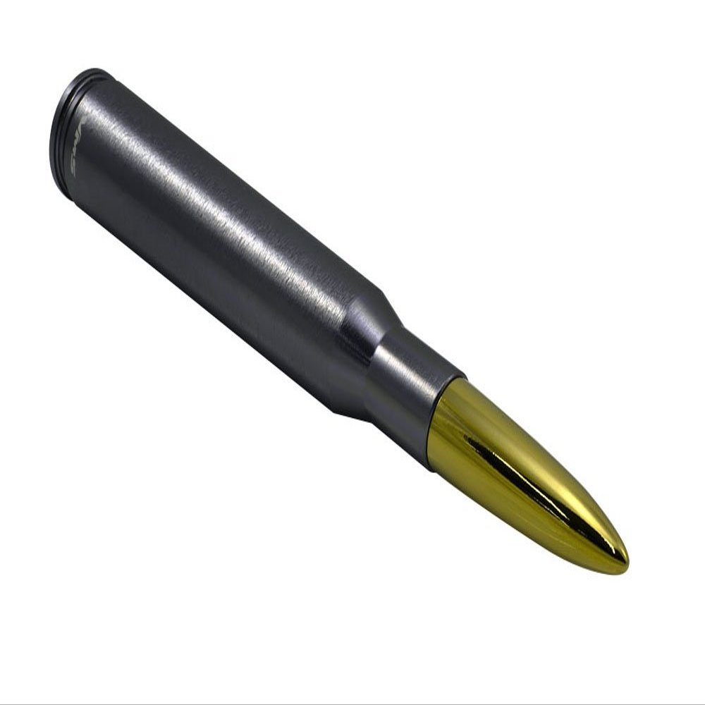 VMS Racing 50 Caliber GUNMETAL 24 KT CARAT GOLD TIP BULLET ANTENNA in Heavy Gauge CNC Machined Billet Aluminum Short Compatible with Toyota Tacoma 95-19 1995-2019