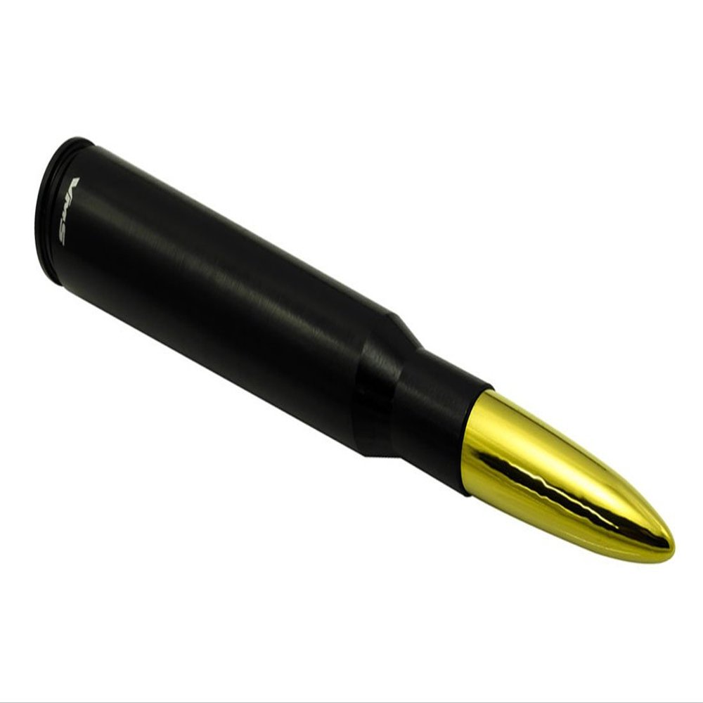 VMS Racing 50 Caliber BLACK 24 KT CARAT GOLD TIP BULLET ANTENNA in Heavy Gauge CNC Machined Billet Aluminum Short Compatible with Toyota Tacoma 95-19 1995-2019