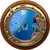 24" Porthole Window Wall Decal Sticker Tropical Reef Life #2 Brass Wood Sea Ocean 3D Port Scape Removable Vinyl Peel and Stick Wall Mural for Children view 1