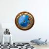 24" Porthole Window Wall Decal Sticker Tropical Reef Life #2 Brass Wood Sea Ocean 3D Port Scape Removable Vinyl Peel and Stick Wall Mural for Children view 3