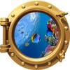 18" Porthole Window Wall Decal Sticker Tropical Reef Life #2 Bronze Sea Ocean 3D Port Scape Removable Vinyl Peel and Stick Wall Mural for Children view 1