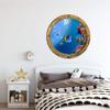 24" Porthole Window Wall Decal Sticker Tropical Reef Life #2 Rustic Sea Ocean 3D Port Scape Removable Vinyl Peel and Stick Wall Mural for Children view 2