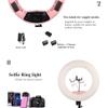 Dimmable Dual Colored LED Round Ring Light, Continuous Lighting Kit Beauty Facial Shoot,Table Stand Tripod, Cell Phone Holder Clip Makeup Photo Studio(18 inch Pink) view 3