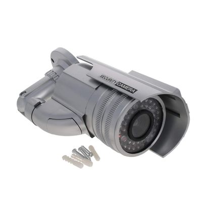 Othmro Fake Security Camera Plastic Dummy Camera CCTV Solar Powered Surveillance System For Home Outdoor Indoor Protect Your Homes,Retail Shops And Business Silver 2Pcs