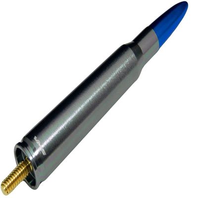 VMS Racing 50 Caliber GUNMETAL BLUE TIP BULLET ANTENNA in Heavy Gauge CNC Machined Billet Aluminum Short Compatible with Nissan Titan 03-19 2003-2019
