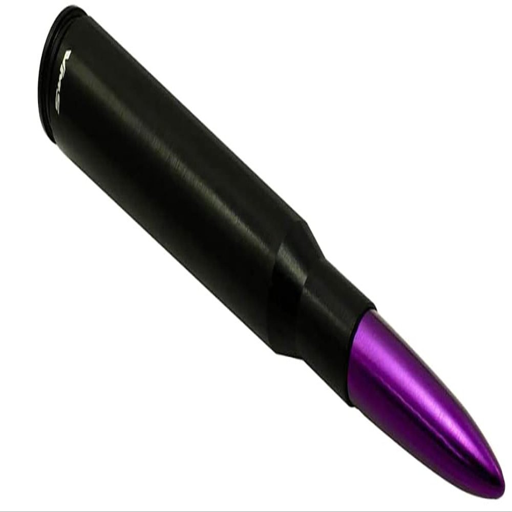 VMS Racing 50 Caliber BLACK PURPLE TIP BULLET ANTENNA in Heavy Gauge CNC Machined Billet Aluminum Short Compatible with Nissan Titan 03-19 2003-2019