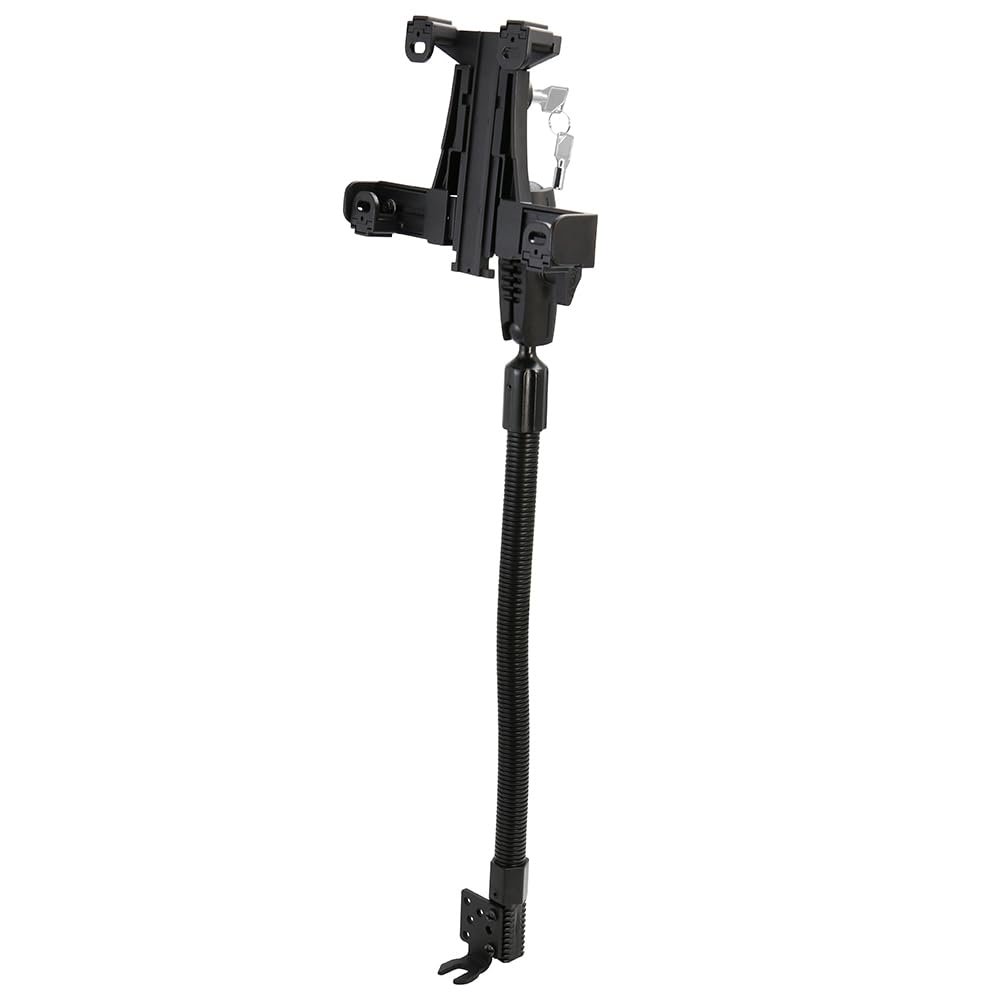 ARKON Mounts LockVise Locking Tablet Holder with Car Seat Rail or Floor Mount, High-Strength Flexible Arm, Key Lockable, Compatible with iPad, Tab, & More