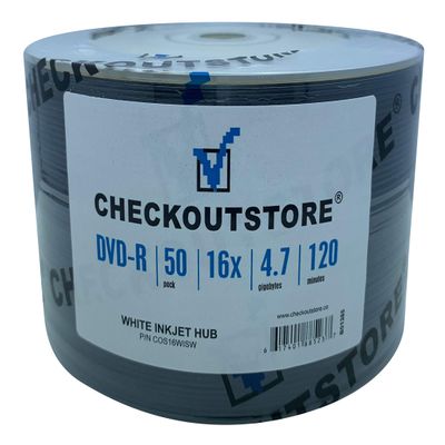 CheckOutStore (200) Premium 16x DVD-R 4.7GB in Tape Wrap (White Inkjet Hub)