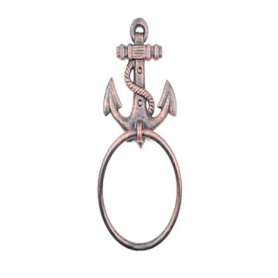 Rustic Copper Cast Iron Anchor Towel Holder 8.5" - Decorative Anchor - Nautical