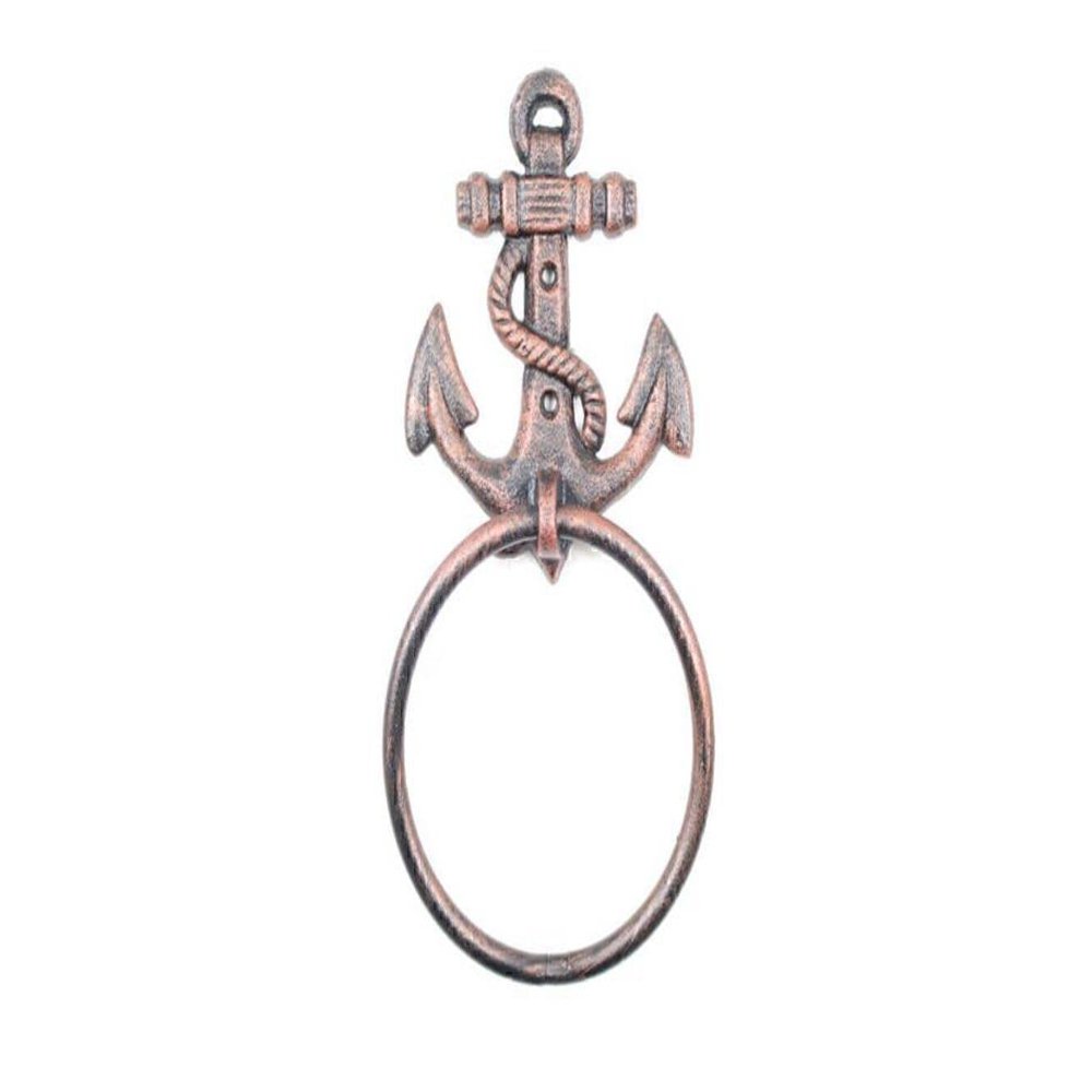 Rustic Copper Cast Iron Anchor Towel Holder 8.5" - Decorative Anchor - Nautical