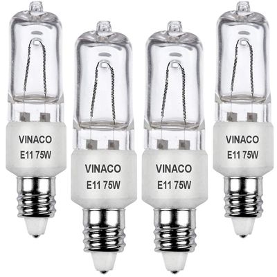 Vinaco JDE11 Halogen Bulbs, 75W 120V, Dimmable Warm White 2700K, 4-Pack