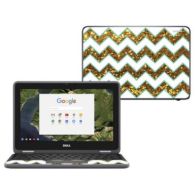 MightySkins Skin Compatible with Dell Chromebook 11" 3180 - Glitzy Chevron | Protective, Durable, and Unique Vinyl Decal wrap Cover | Easy to Apply, Remove, and Change Styles | Made in The USA