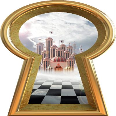 18" Keyhole 3D Wall Decal Hearts Castle Fantasy Fairy Tale Wonderland Decor Removable Peel and Stick Mural for Kids Room - 18" Tall x 10.2" Wide