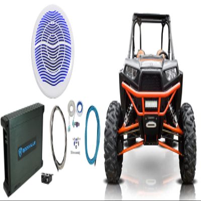Rockville MS10LW Bundle: 10-in 2400 Watt White Marine Free Air Subwoofer with LED, DBM12 2000 Watt 2 Ohm Marine Mono Amplifier, RMWK4 4 AWG Waterproof Amp Kit for RZR/ATV/UTV/Cart, 3-Items