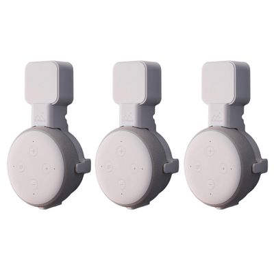 Dot Genie [Square Plug ONLY 2018-2021: Dot 3rd Gen Wall Mount | The Original Outlet Hanger | No Muffled Sound | Exposed Speaker Grill, Mics, and Lights (White, 3-Pack)