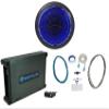 Rockville MS10LB Bundle: 10-in 2400-Watt Black Marine Free Air Subwoofer with LEDs, dBM12 500-Watt RMS Class-D Mono 2 Ohm Marine Amplifier, RMWK4 4-Gauge Waterproof Amp Wiring Kit, 3-Items view 1