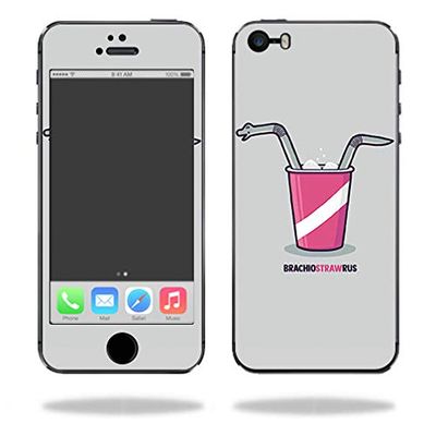 MightySkins Skin Compatible with Apple iPhone SE - Dino Straw | Protective, Durable, and Unique Vinyl Decal wrap Cover | Easy to Apply, Remove, and Change Styles | Made in The USA