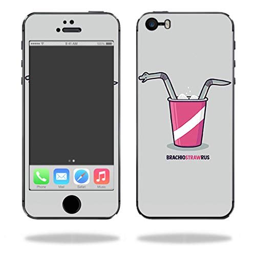 MightySkins Skin Compatible with Apple iPhone SE - Dino Straw | Protective, Durable, and Unique Vinyl Decal wrap Cover | Easy to Apply, Remove, and Change Styles | Made in The USA