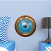 12" Port Scape Instant 3D Window Wall Sticker Great White Shark Attack BRASSWOOD Porthole Wall Decal Ocean Under Water Sea Life Fish Kids Bedroom Playroom Wall Art Room Decor Removable Fabric Vinyl view 3