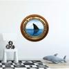 12" Porthole 3D Window Wall Decal Shark Fin BRASSWOOD Port Scape Under The Sea Water Ocean Fish Childrens Wall Art Kids Boys Room Decor Removable Fabric Vinyl Peel and Stick Instant View view 2