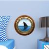 12" Porthole 3D Window Wall Decal Shark Fin BRASSWOOD Port Scape Under The Sea Water Ocean Fish Childrens Wall Art Kids Boys Room Decor Removable Fabric Vinyl Peel and Stick Instant View view 3