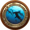 24" Porthole 3D Window Wall Sticker Shark #2 BRASSWOOD Port Scape Decal Ocean Deep Blue Sea Fish Kids Room Decor Wall Art Removable Fabric Vinyl view 1